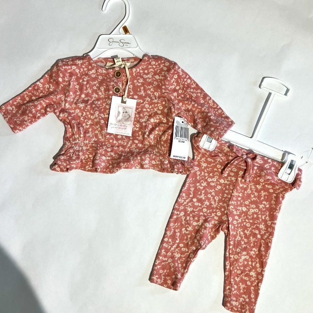 Jessica Simpson Baby Girl 2 Piece Pants and Sweater - NWT - Size 0-3 Months